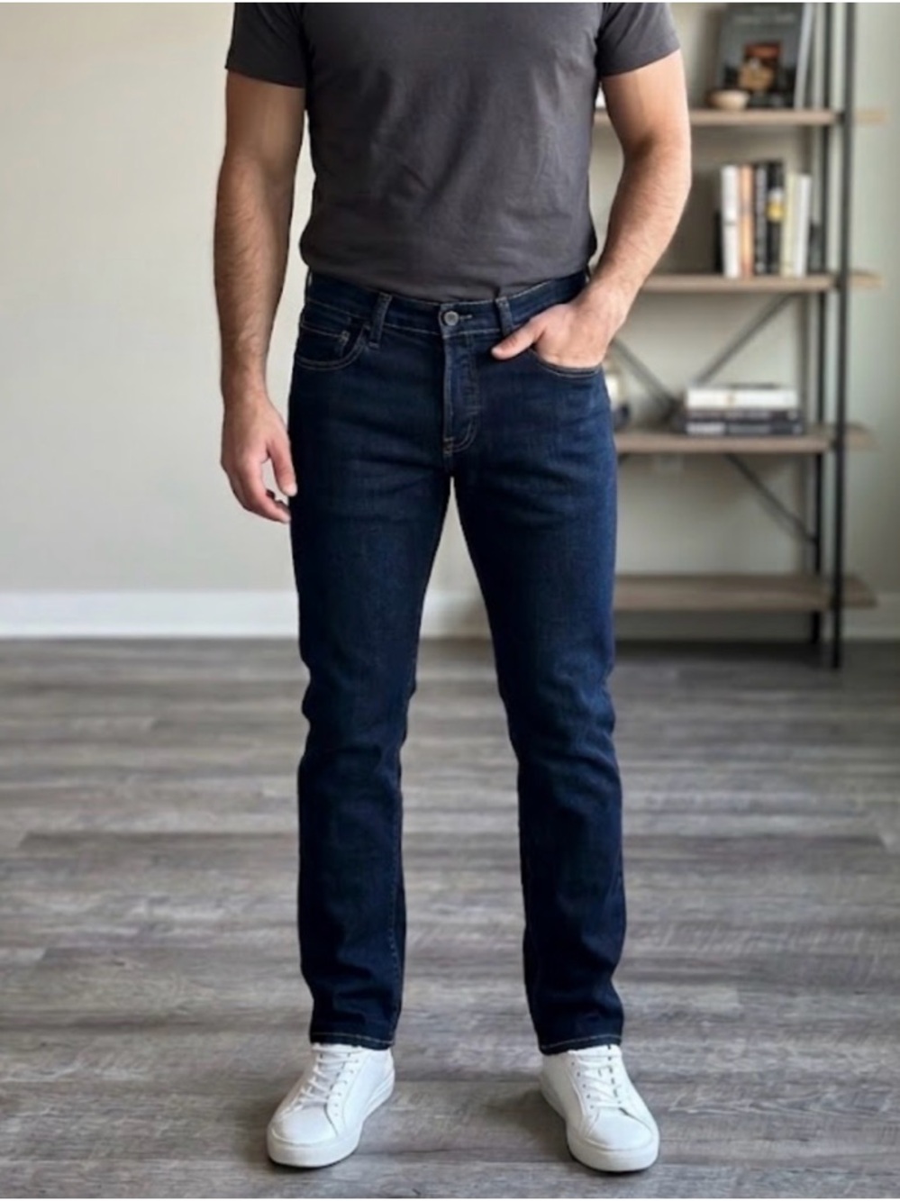 Abercrombie & Fitch Men's Dark Blue Slim Straight Jeans